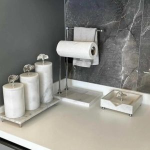 Sümeyra Marble Art Baharatlık Peçetelik Havluluk Mutfak Seti