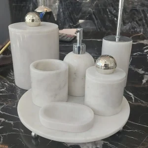 Sümeyra Marble Art Siyah YuvarlakTepsi